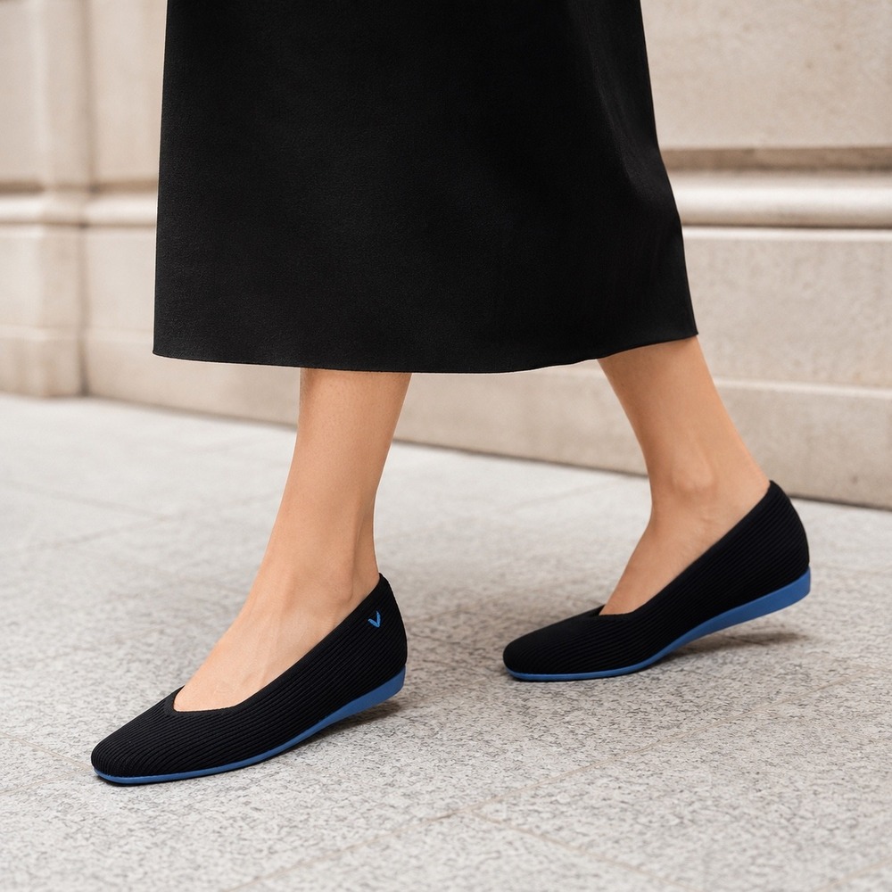 VIVAIA Margot CloudWalker Black Lapis Knit Flats - Size EU 39.5 / US 8.5 / NWT